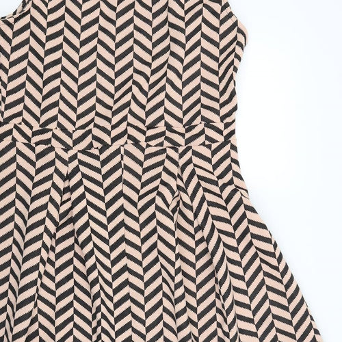 Marina Kaneva Womens Beige Striped  Fit & Flare  Size 18