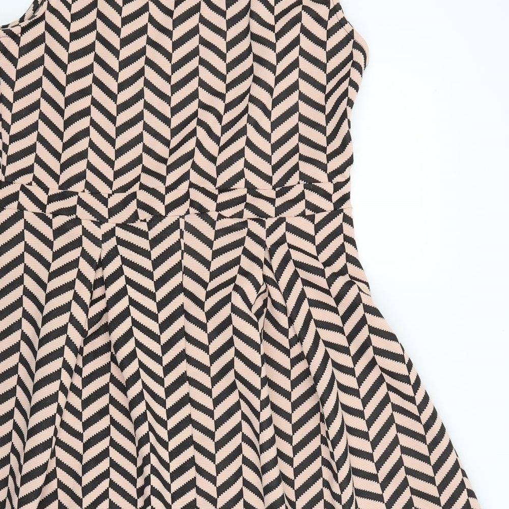 Marina Kaneva Womens Beige Striped  Fit & Flare  Size 18