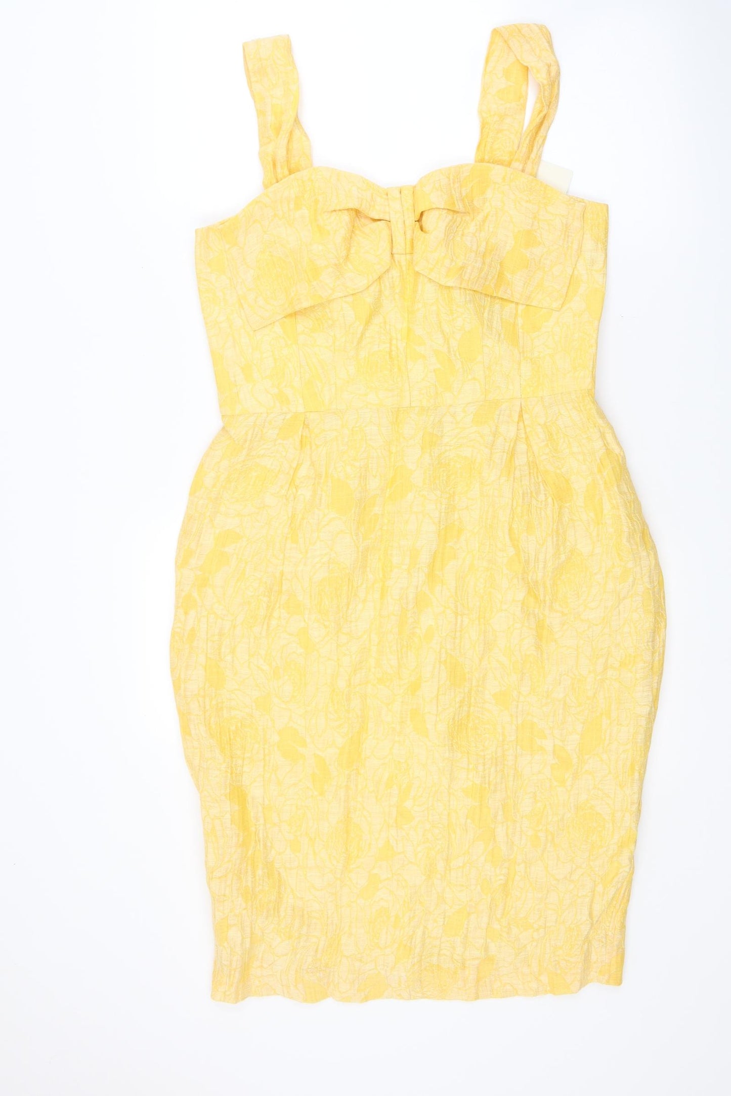 Paddy Campbell Womens Yellow Floral  A-Line  Size 12