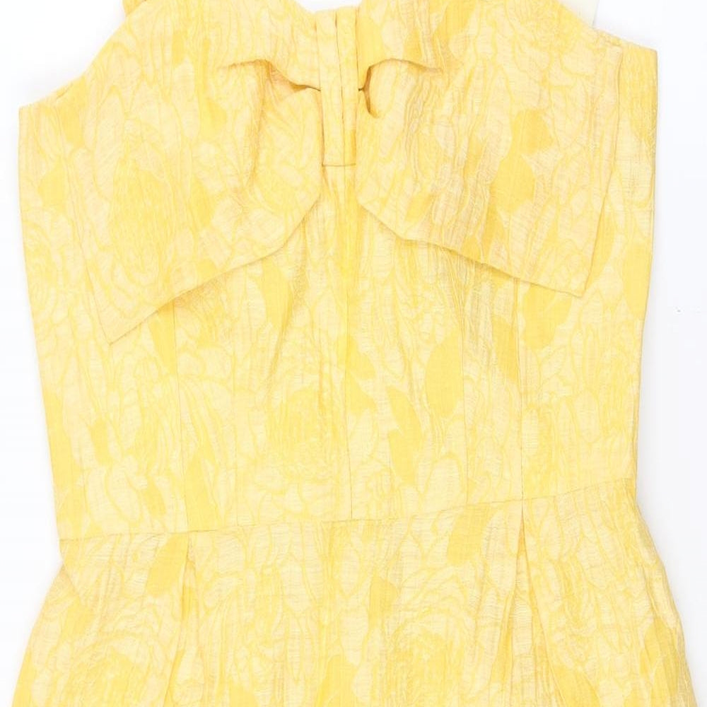 Paddy Campbell Womens Yellow Floral  A-Line  Size 12