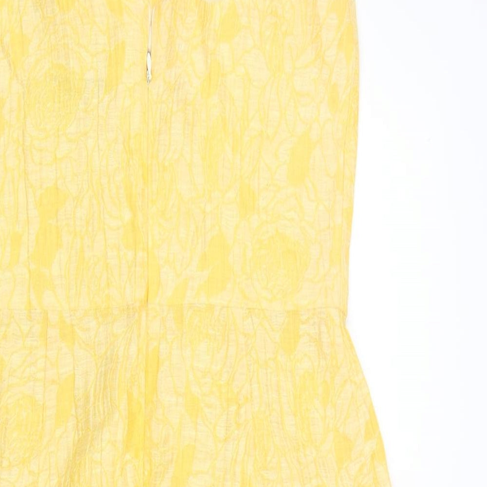 Paddy Campbell Womens Yellow Floral  A-Line  Size 12