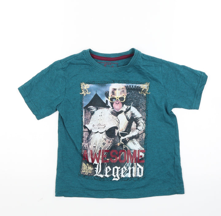 Matalan Boys Green Basic T-Shirt Size 5-6 Years - monkey