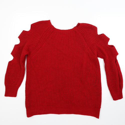 Preworn Womens Red  Knit Pullover Jumper Size M  - Made in Italy