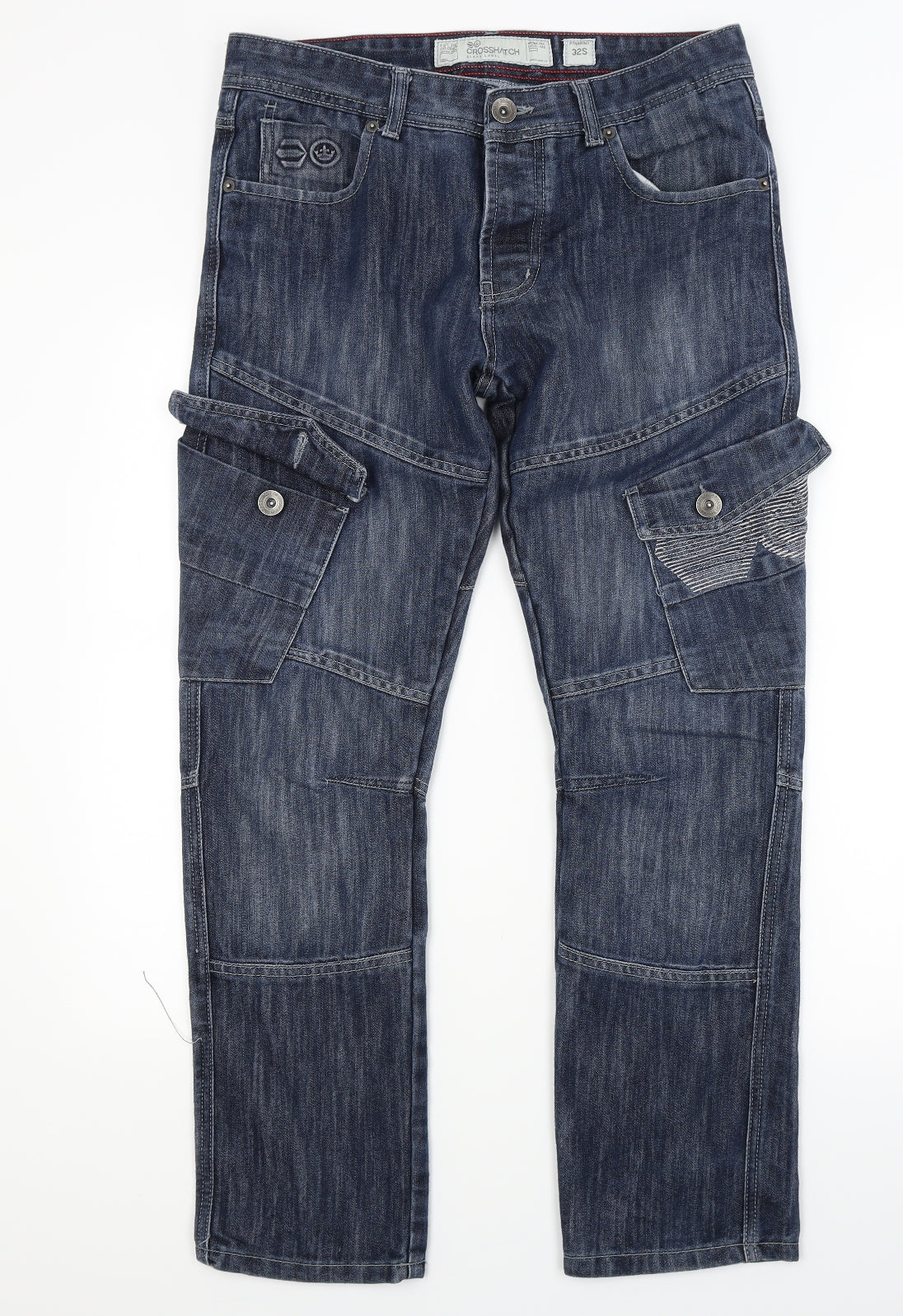 Crosshatch Mens Blue  Denim Straight Jeans Size 32 L30 in