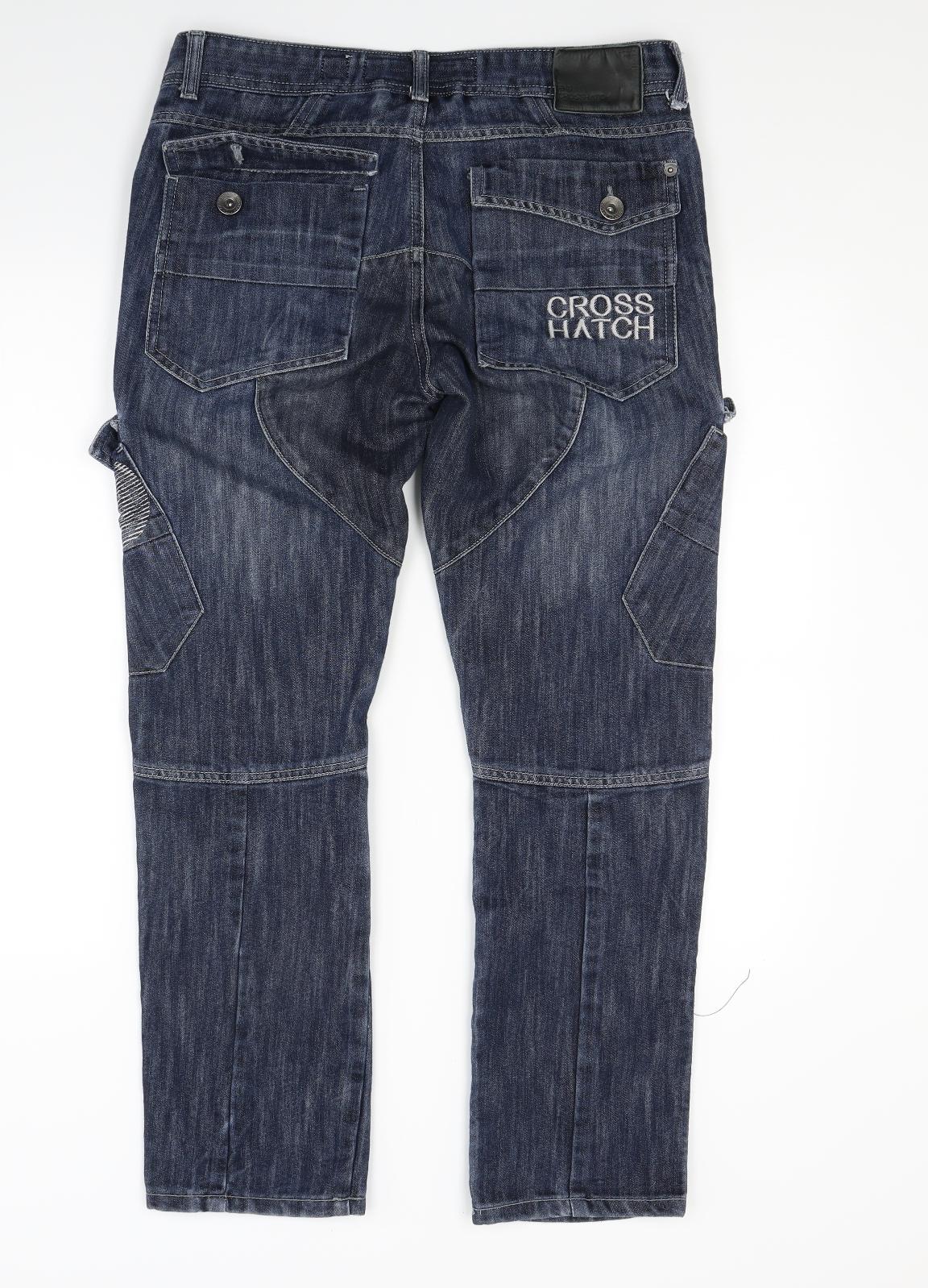 Crosshatch Mens Blue  Denim Straight Jeans Size 32 L30 in