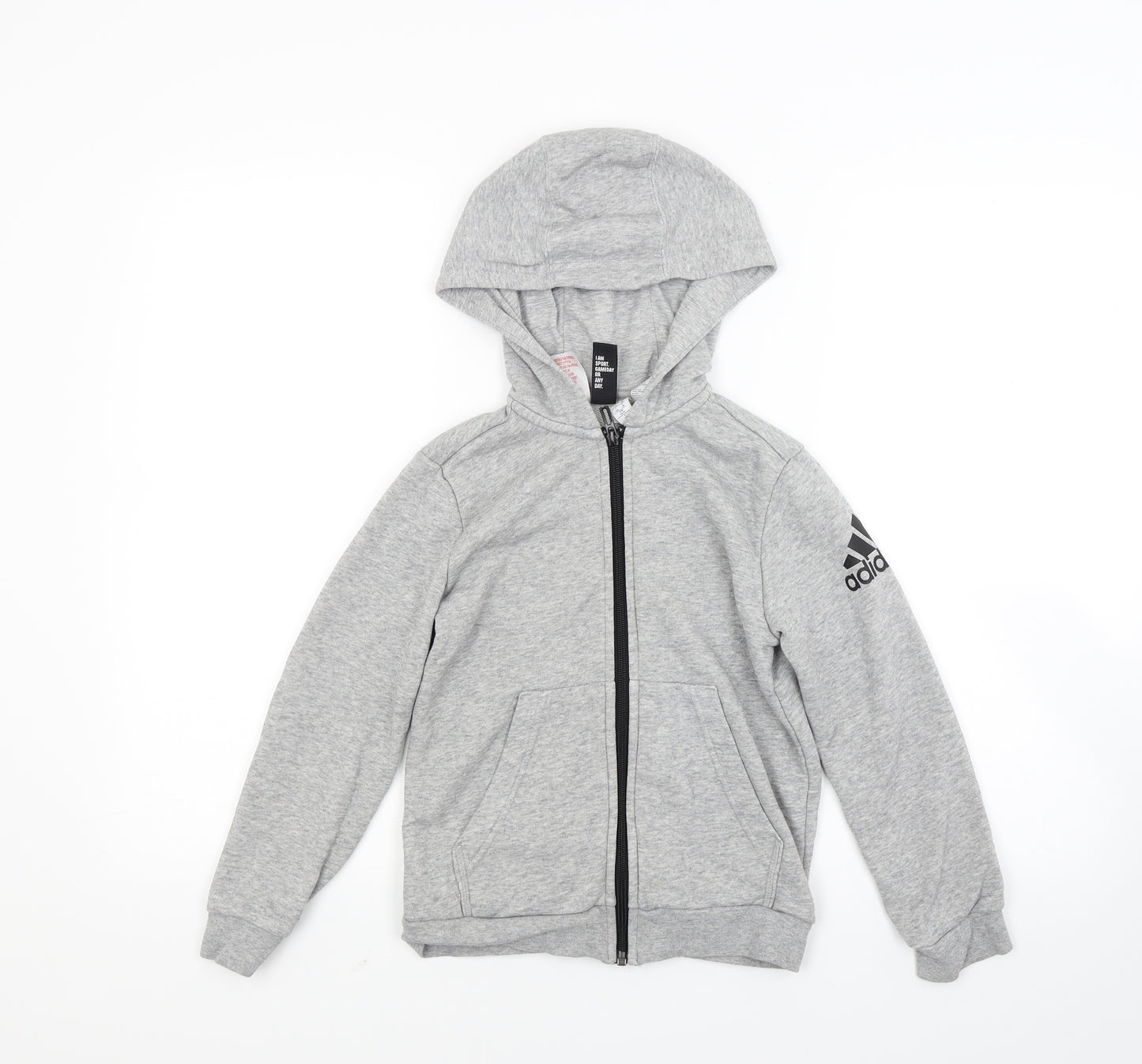 adidas Boys Grey  Jersey Full Zip Hoodie Size 7-8 Years