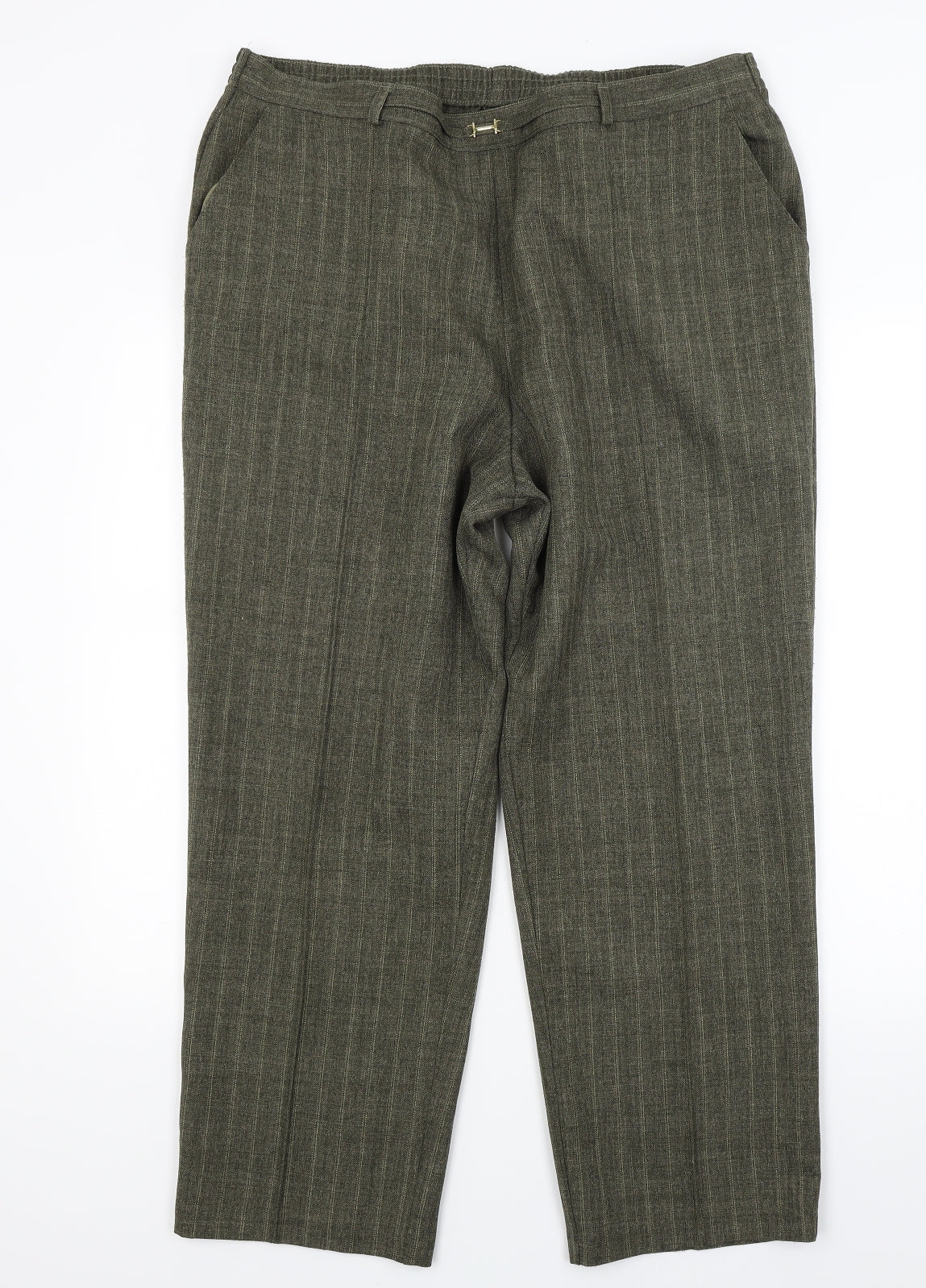 Marks and Spencer Womens Green Striped  Trousers  Size 18 L24 in