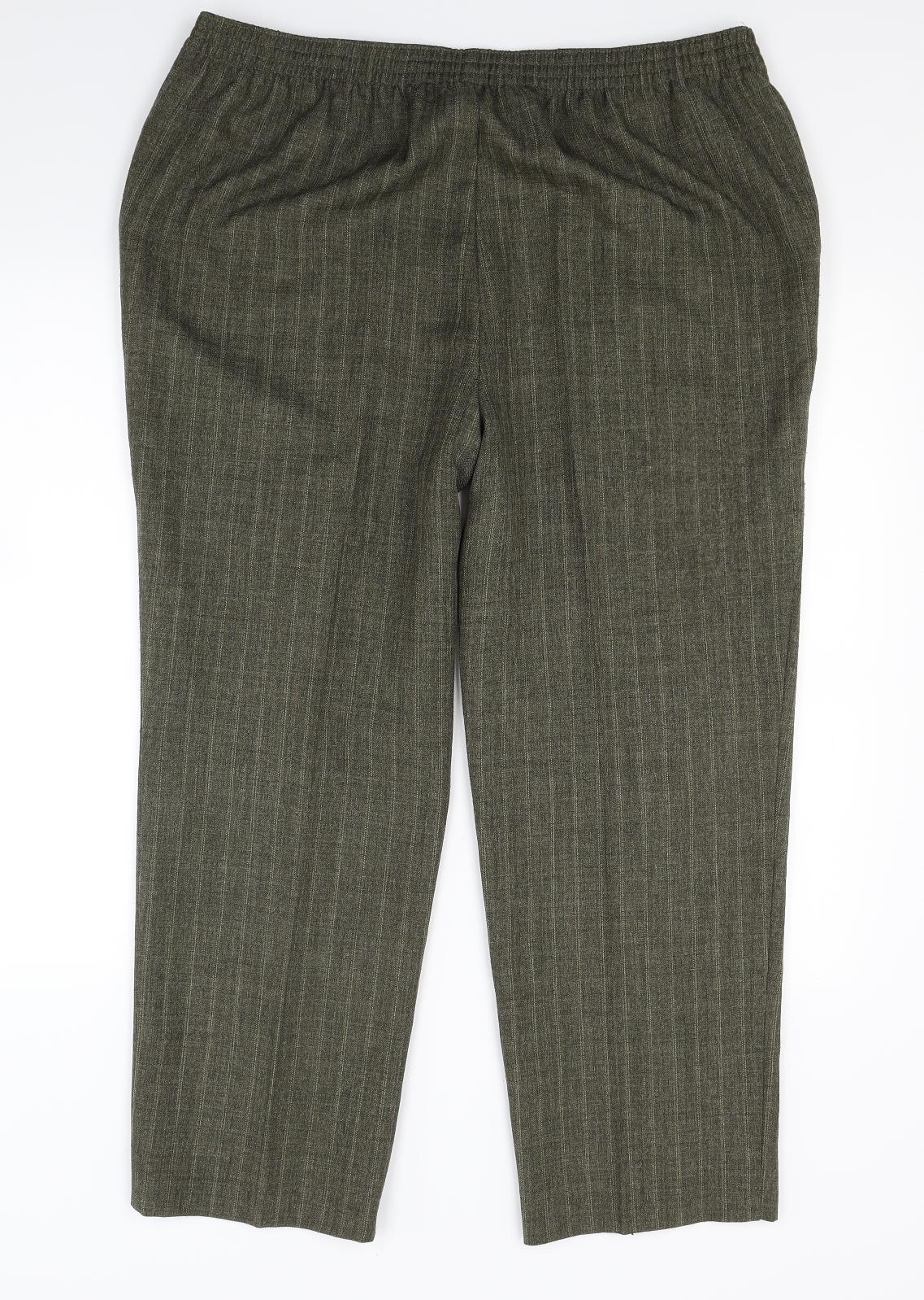Marks and Spencer Womens Green Striped  Trousers  Size 18 L24 in