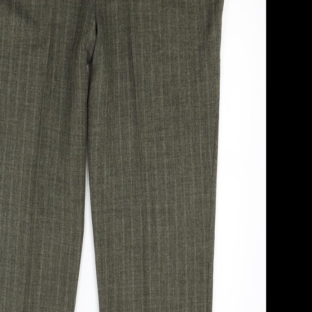 Marks and Spencer Womens Green Striped  Trousers  Size 18 L24 in