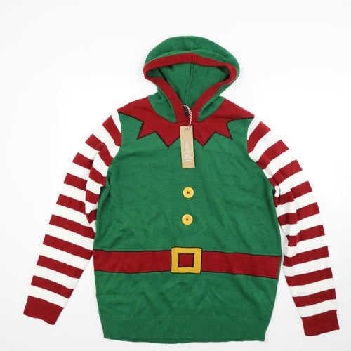 Avenue Mens Green  Knit Pullover Jumper Size L  - Christmas jumper