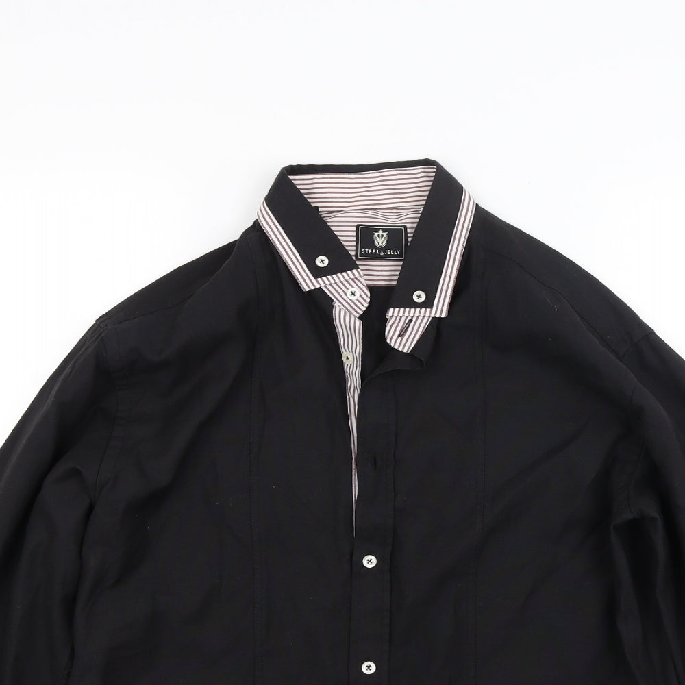 Steel & Jelly Mens Black    Button-Up Size L