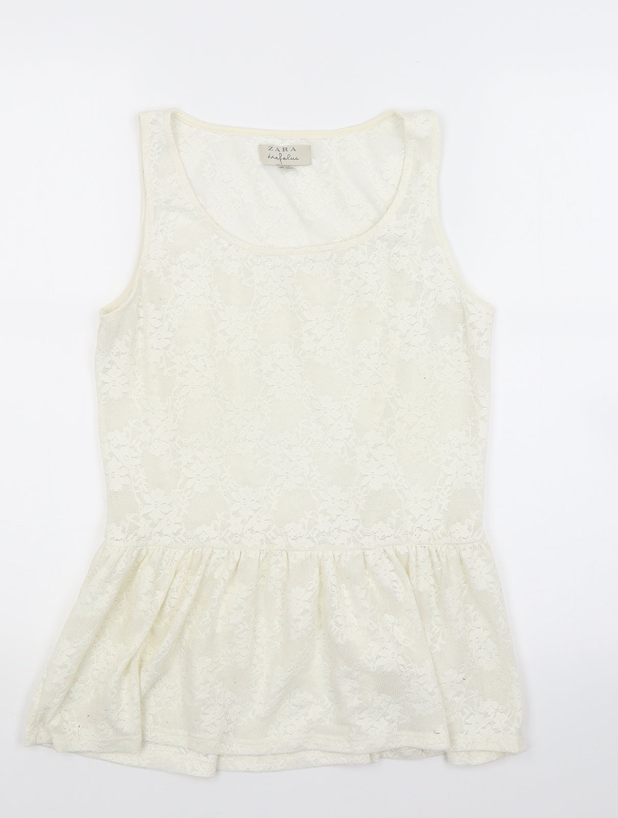 Zara Womens White Floral  Tunic Tank Size M