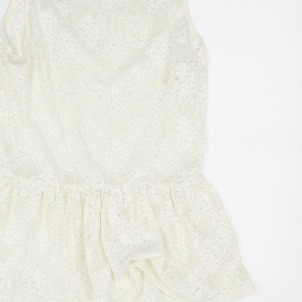 Zara Womens White Floral  Tunic Tank Size M