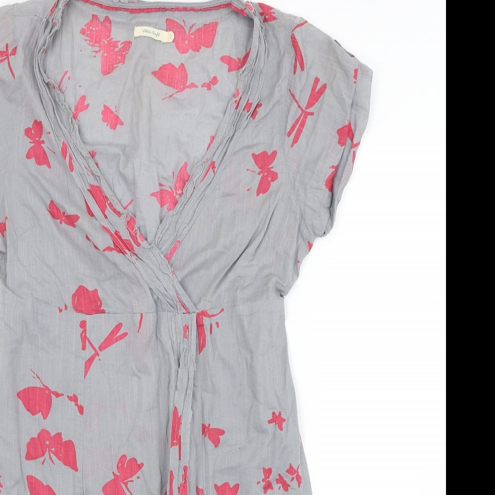 White Stuff Womens Grey Floral  Shirt Dress  Size 12