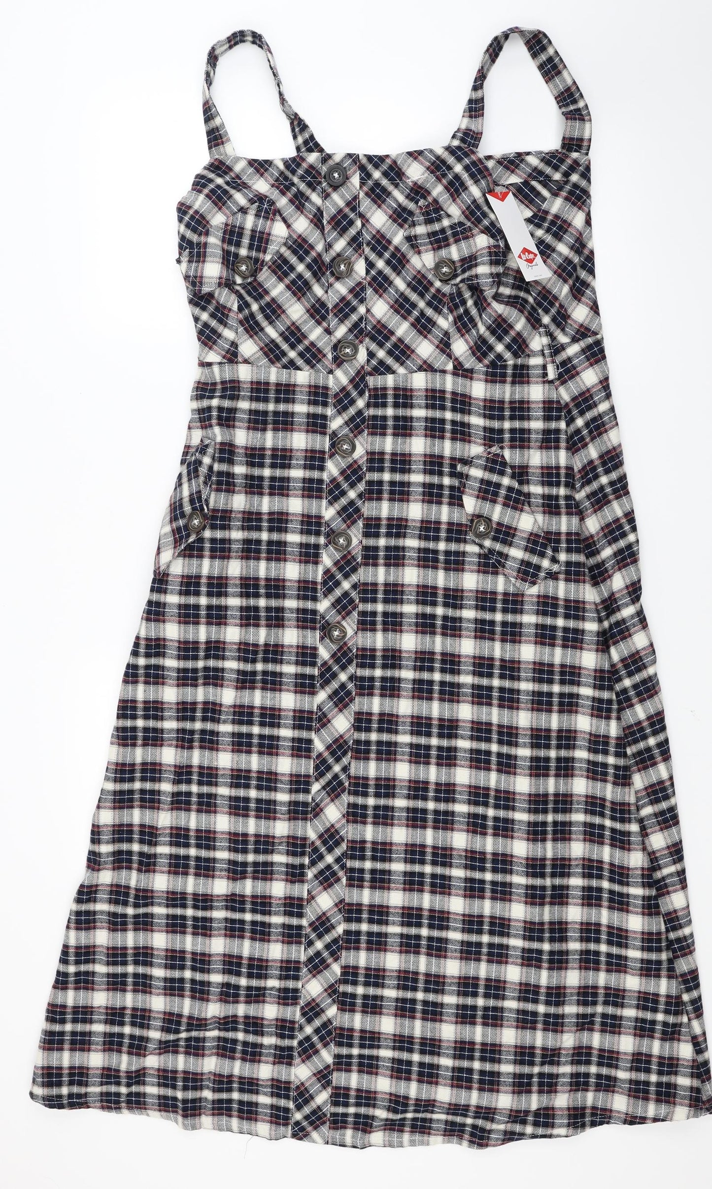 Lee Cooper Womens Blue Check  Pinafore/Dungaree Dress  Size 16