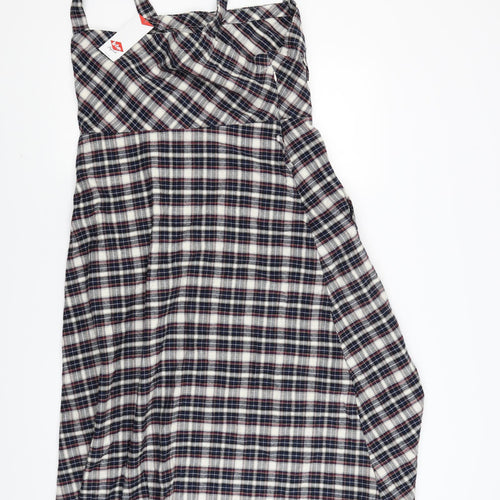 Lee Cooper Womens Blue Check  Pinafore/Dungaree Dress  Size 16