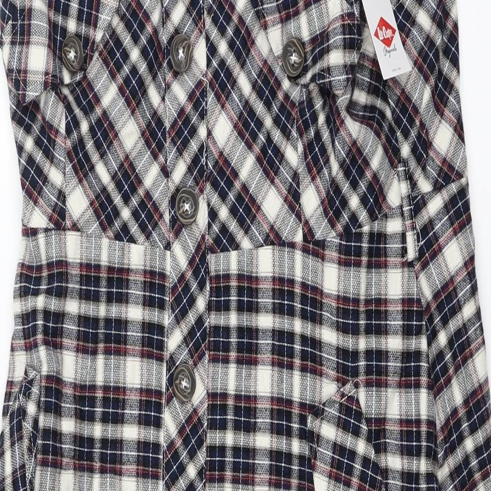 Lee Cooper Womens Blue Check  Pinafore/Dungaree Dress  Size 16