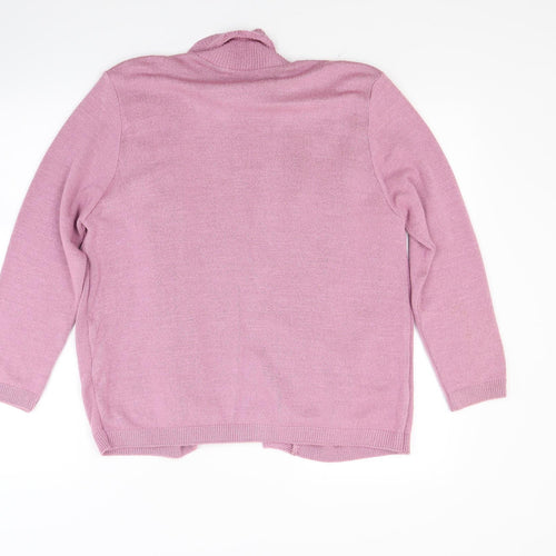 Classics Womens Pink Striped Knit Cardigan Jumper Size L
