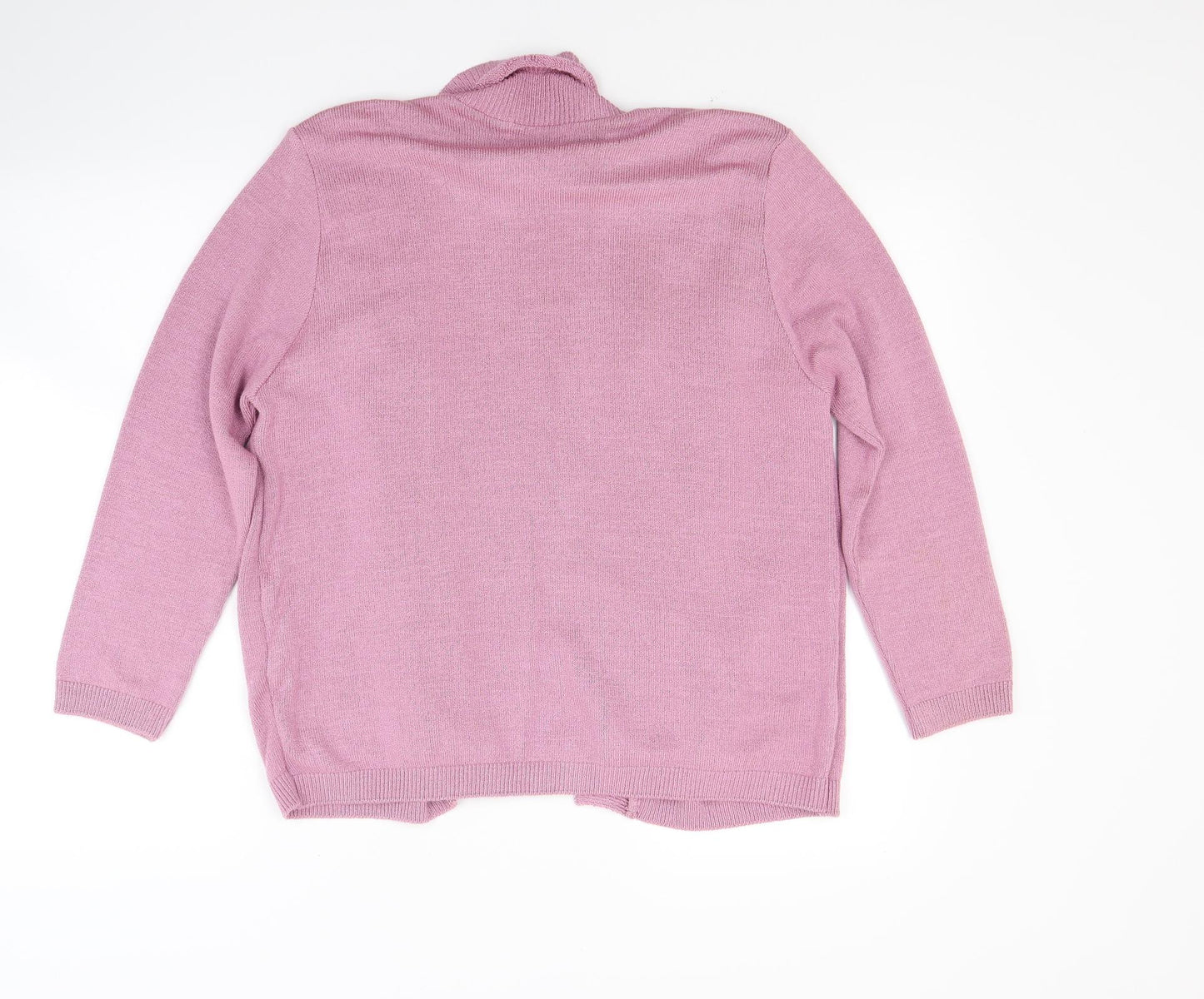 Classics Womens Pink Striped Knit Cardigan Jumper Size L