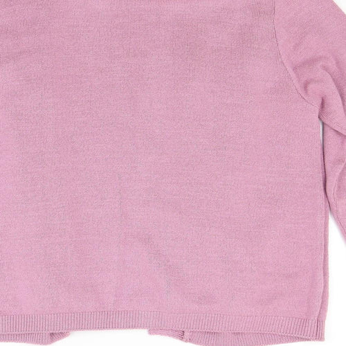 Classics Womens Pink Striped Knit Cardigan Jumper Size L