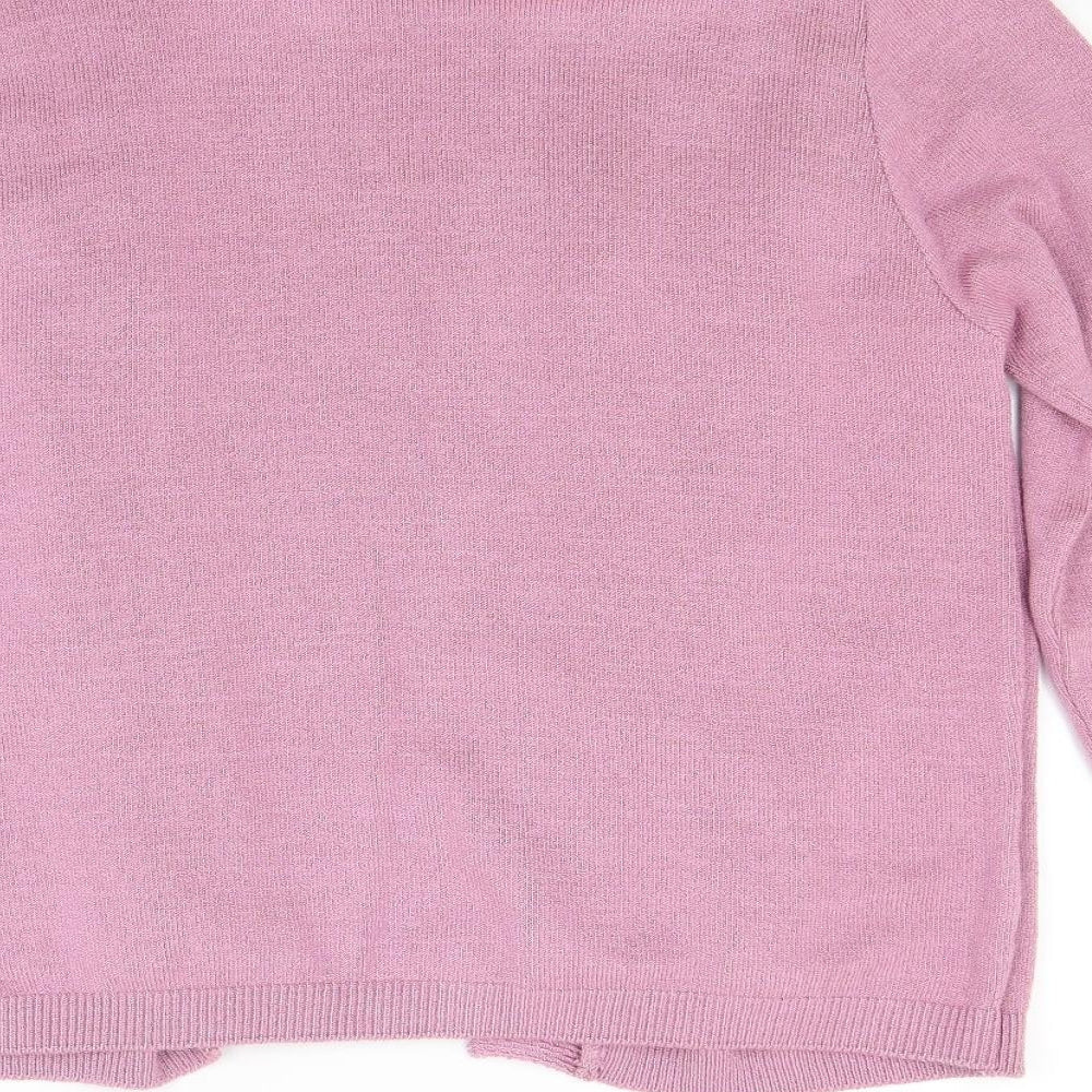 Classics Womens Pink Striped Knit Cardigan Jumper Size L