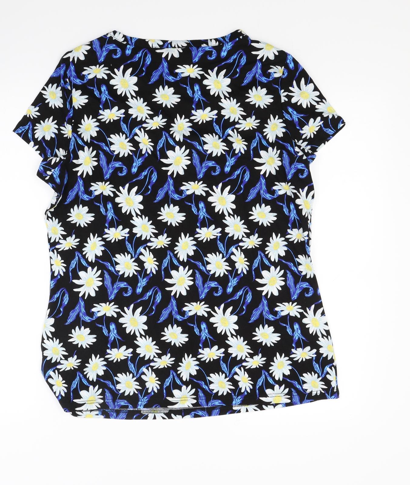 Dorothy Perkins Womens Blue Floral  Basic T-Shirt Size 14