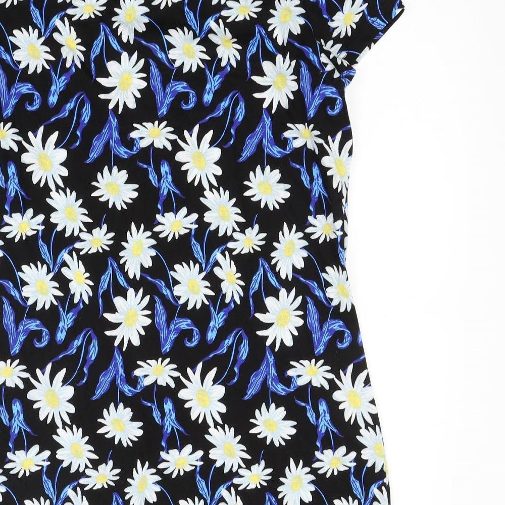 Dorothy Perkins Womens Blue Floral  Basic T-Shirt Size 14