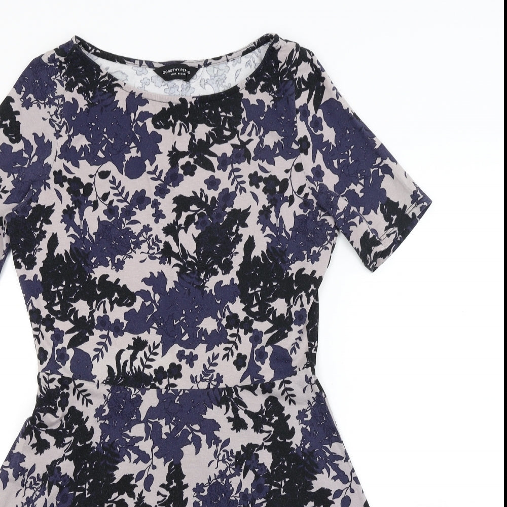 Dorothy Perkins Womens Blue Floral  A-Line  Size 12