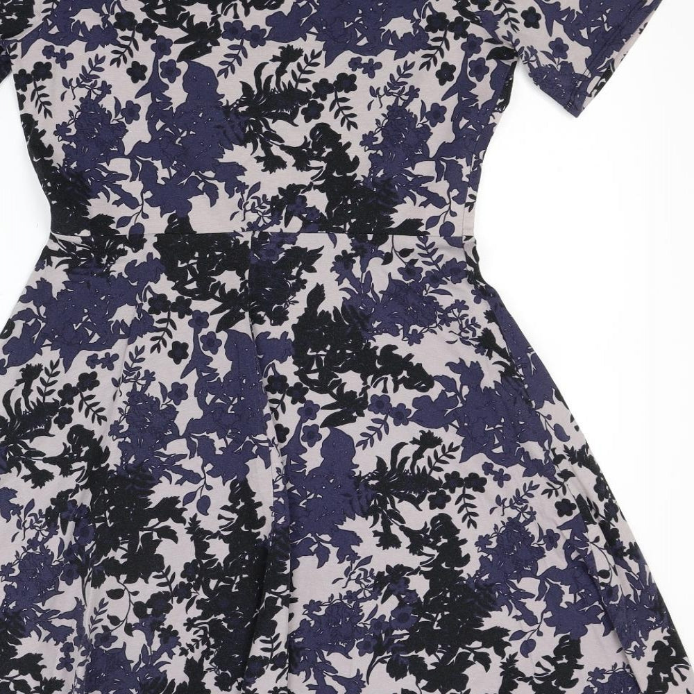 Dorothy Perkins Womens Blue Floral  A-Line  Size 12