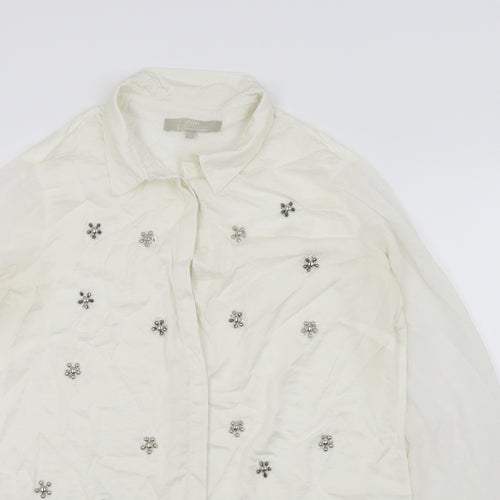 FWM Womens White   Basic Blouse Size 16  - beaded detail