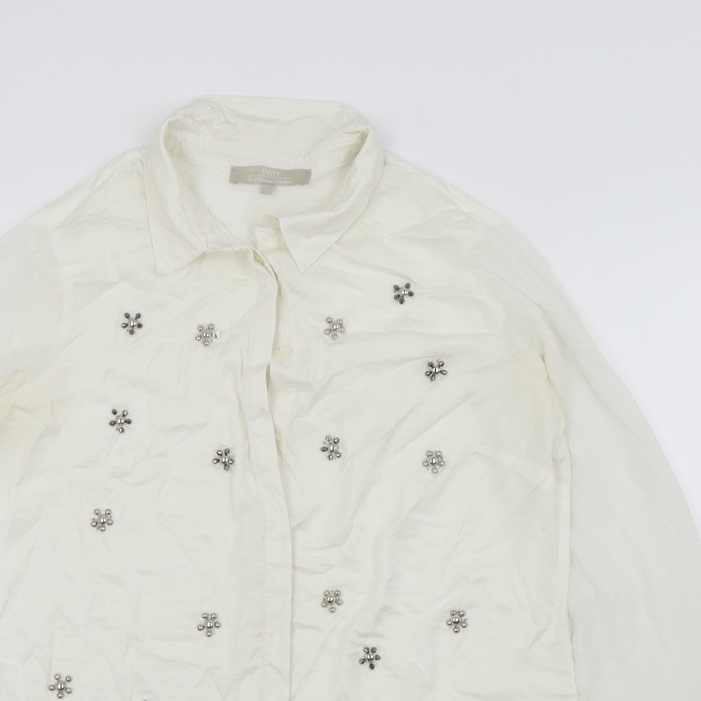 FWM Womens White   Basic Blouse Size 16  - beaded detail
