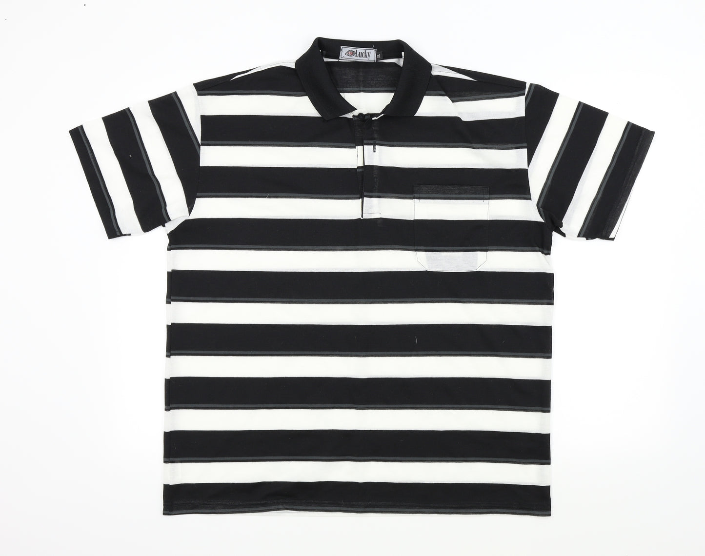 Lucky Mens Black Striped   T-Shirt Size XL