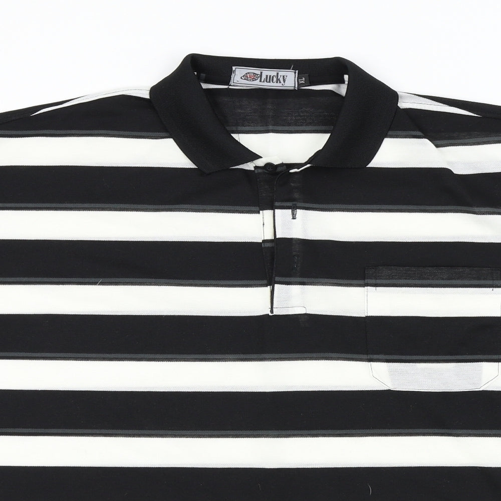 Lucky Mens Black Striped   T-Shirt Size XL