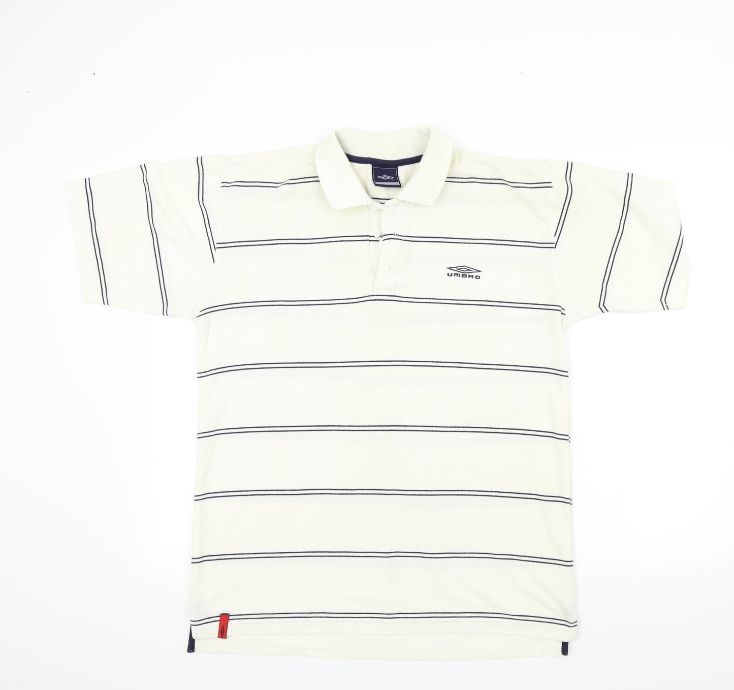 Umbro Mens White Striped   Polo Size M