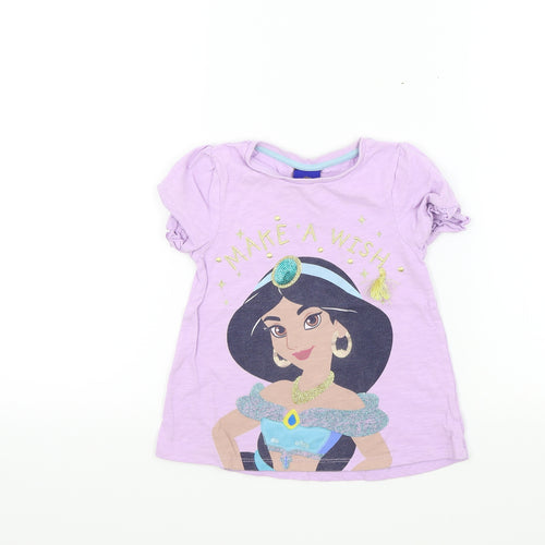 TU Girls Purple Colourblock  Basic T-Shirt Size 3-4 Years  - Disney Aladdin