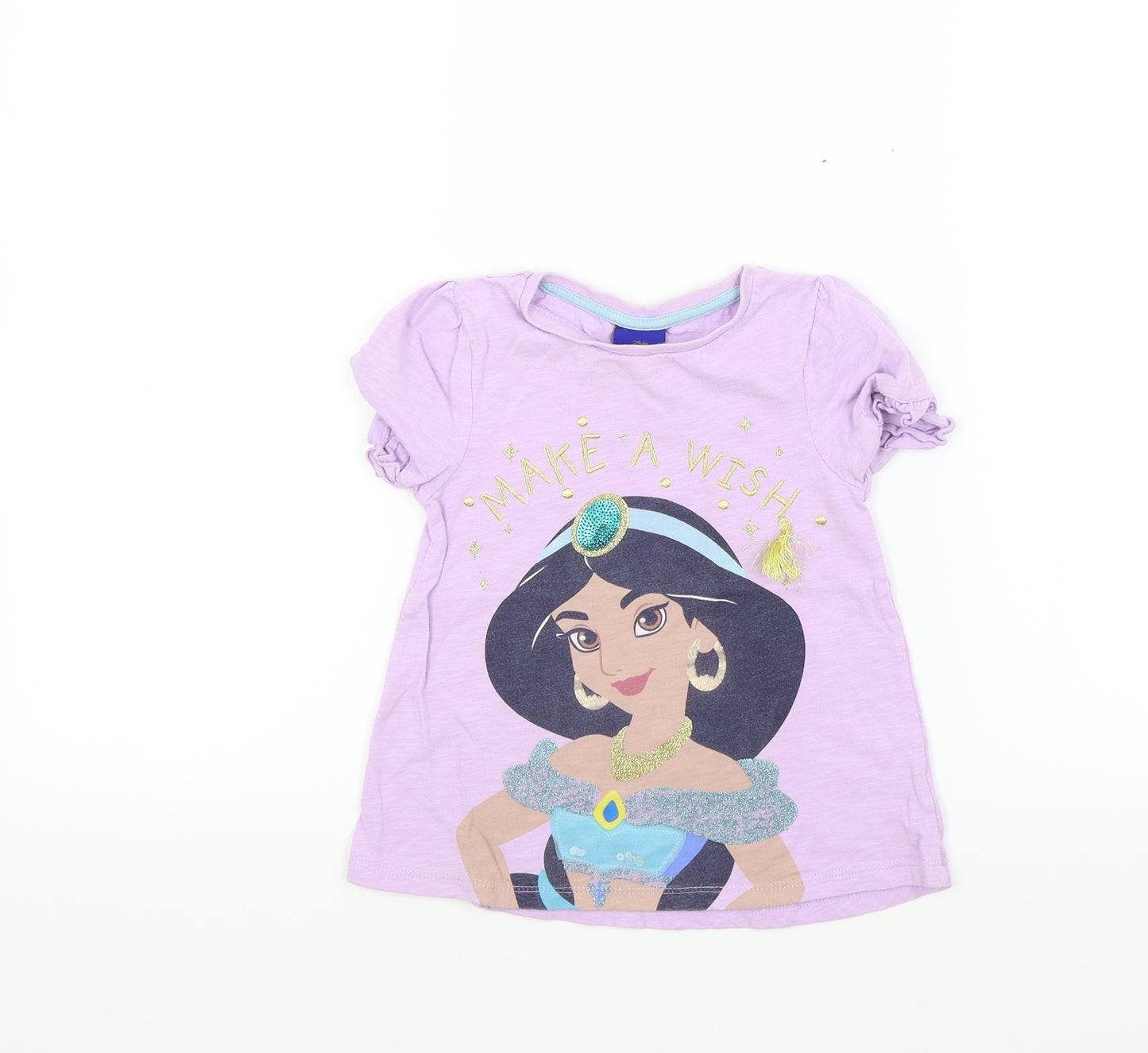 TU Girls Purple Colourblock  Basic T-Shirt Size 3-4 Years  - Disney Aladdin