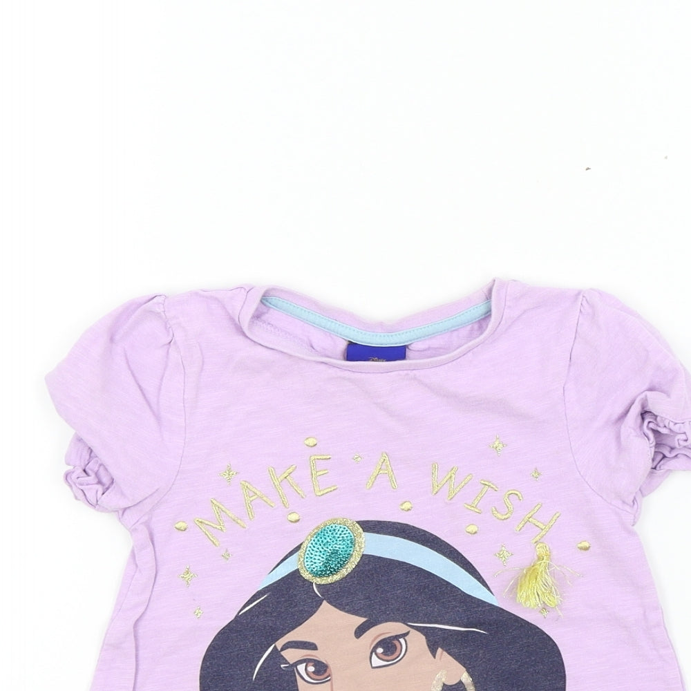 TU Girls Purple Colourblock  Basic T-Shirt Size 3-4 Years  - Disney Aladdin