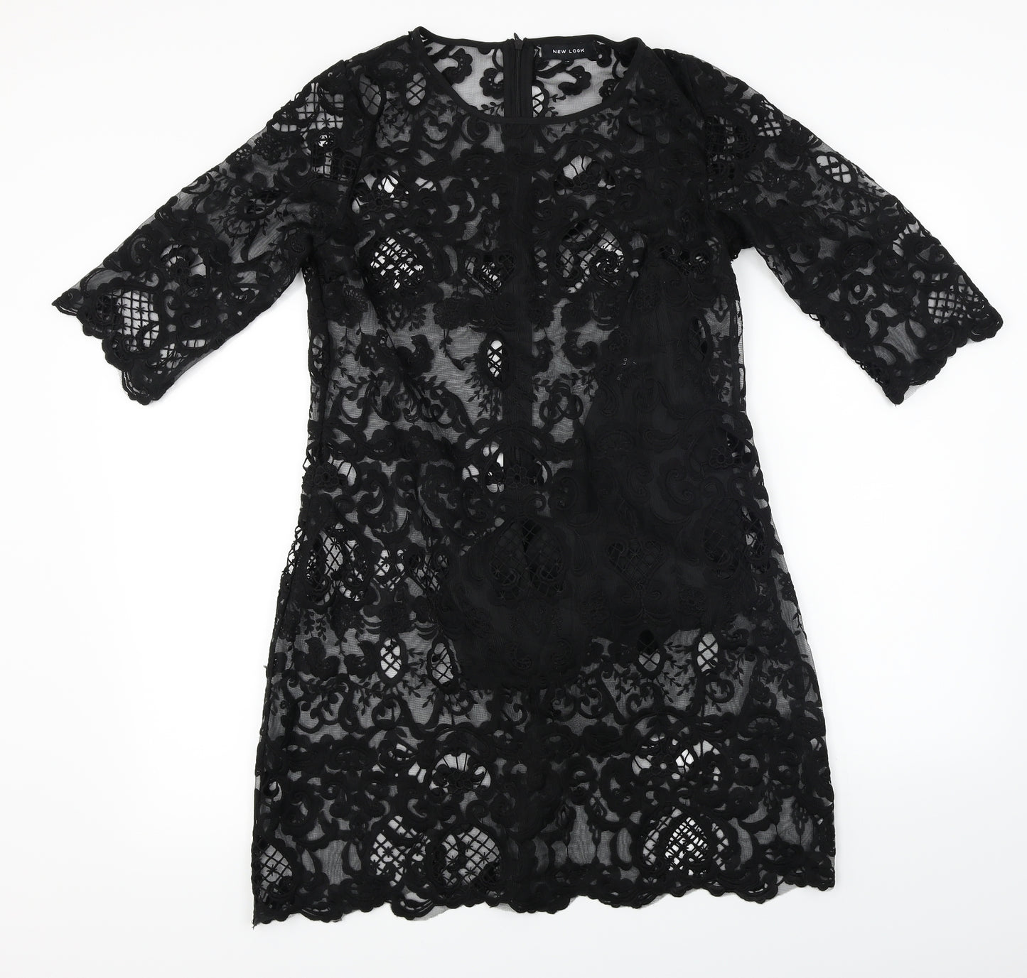 New Look  Womens Black Floral  A-Line  Size 12