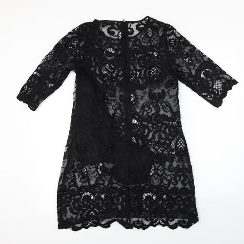 New Look  Womens Black Floral  A-Line  Size 12