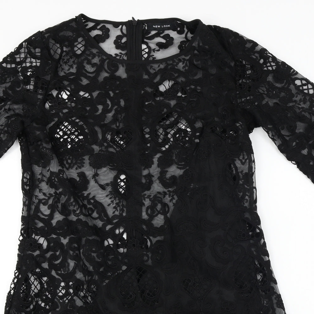 New Look  Womens Black Floral  A-Line  Size 12