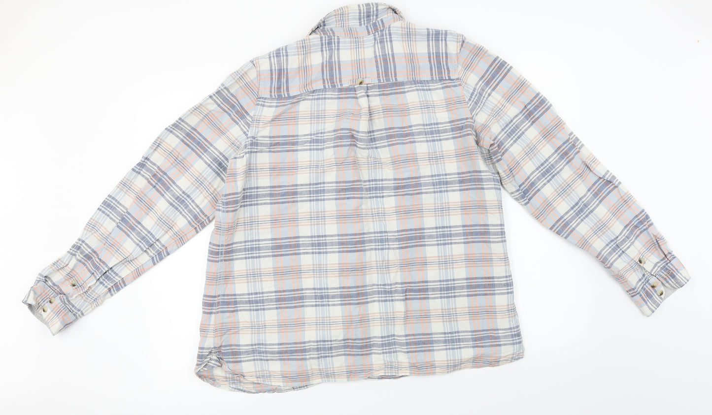 Fat Face Womens White Check  Basic Button-Up Size 18
