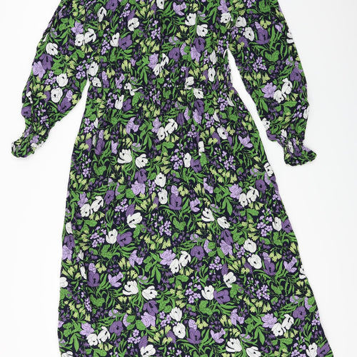 Marks and Spencer  Womens Black Floral  A-Line  Size 16