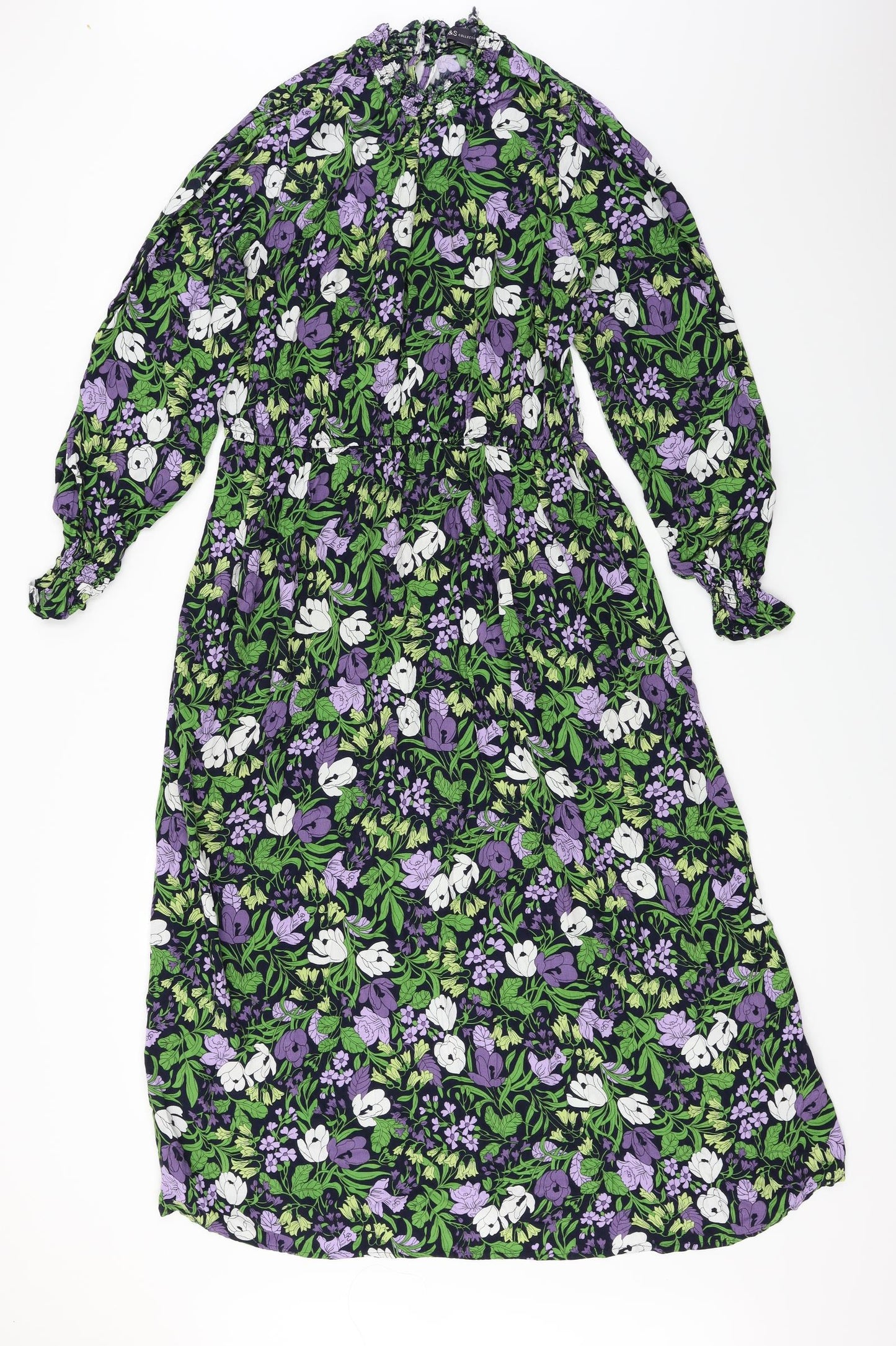 Marks and Spencer  Womens Black Floral  A-Line  Size 16