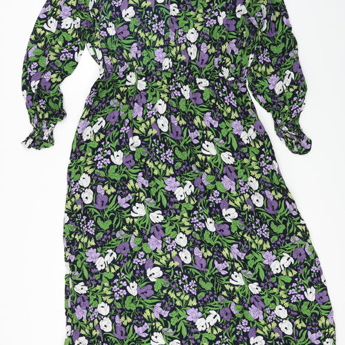 Marks and Spencer  Womens Black Floral  A-Line  Size 16