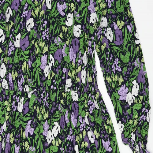 Marks and Spencer  Womens Black Floral  A-Line  Size 16