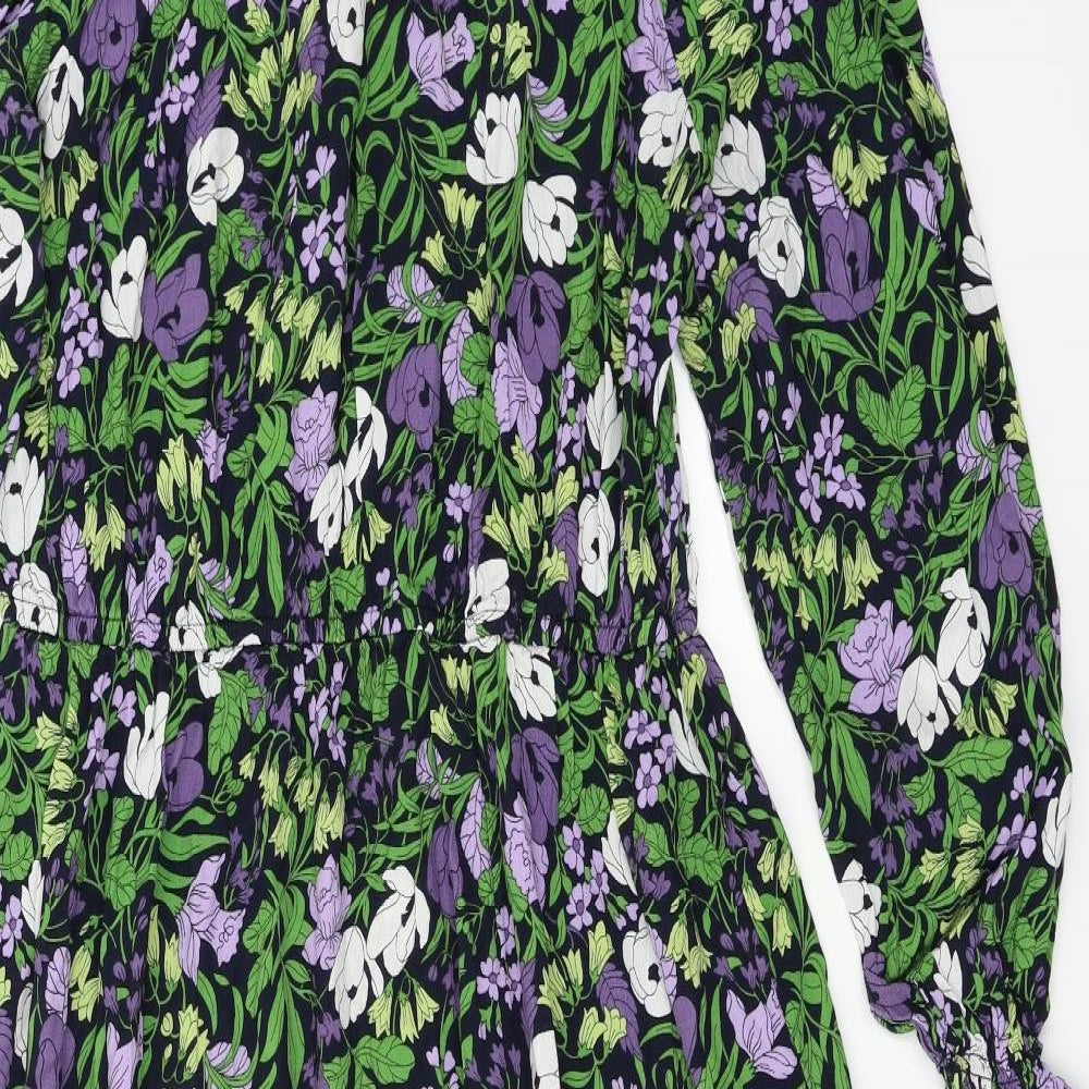 Marks and Spencer  Womens Black Floral  A-Line  Size 16