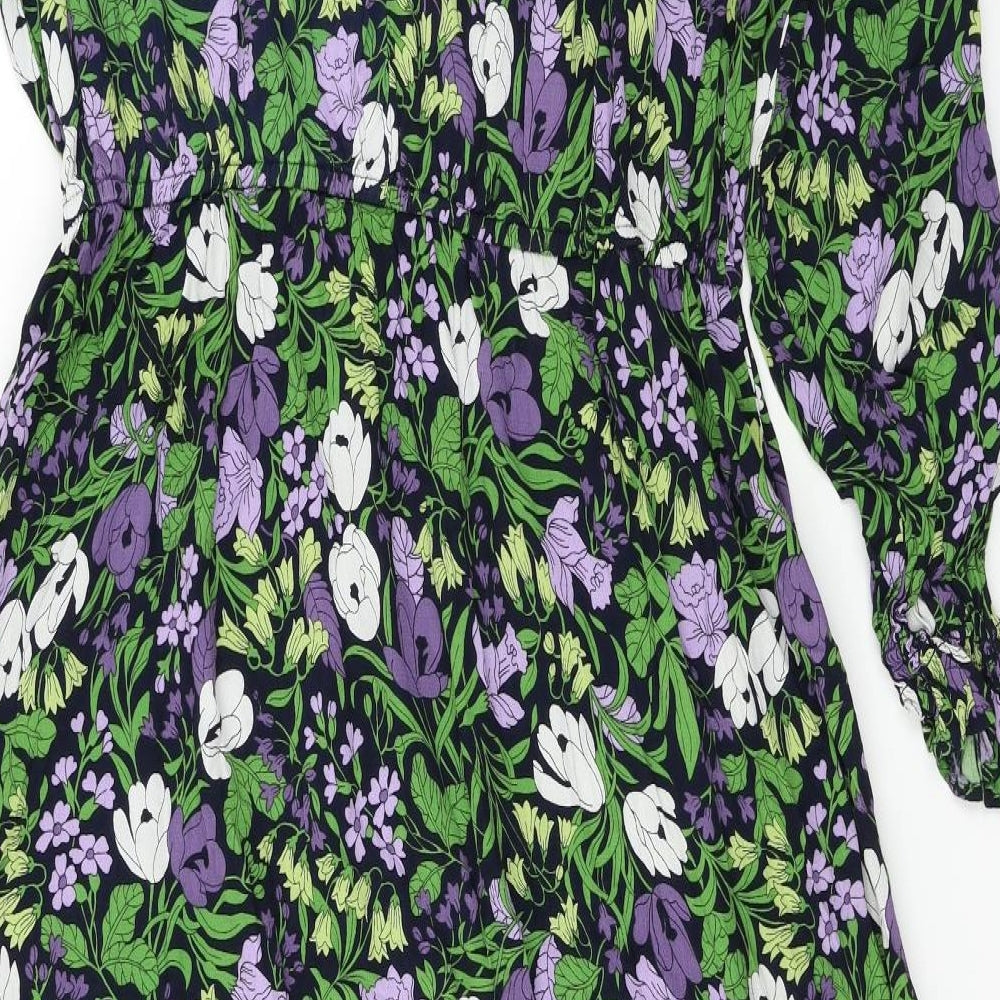 Marks and Spencer  Womens Black Floral  A-Line  Size 16
