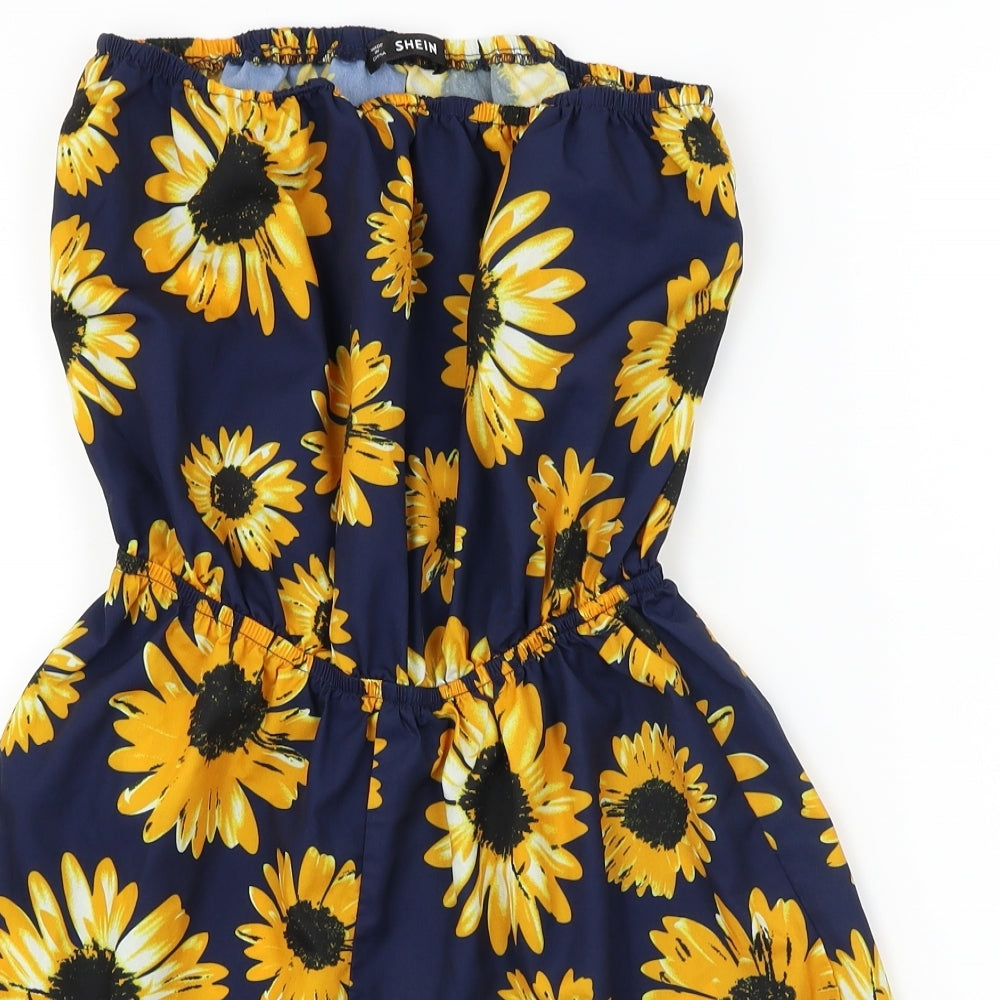 SheIn  Womens Blue Floral  Jumpsuit One-Piece Size S