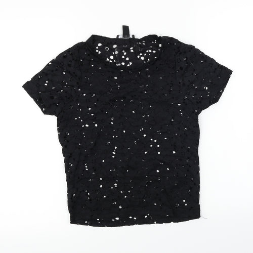 New Look  Womens Black Floral  Basic T-Shirt Size 8