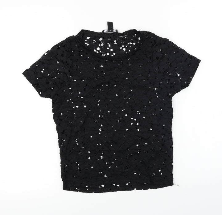 New Look  Womens Black Floral  Basic T-Shirt Size 8